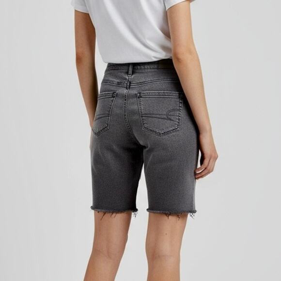 Upcycled American Eagle Black Denim Bermuda Mom Jorts Women’s Small - Picture 2 of 9